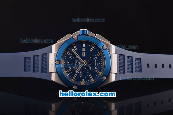 IWC Ingenieur Doppelchronograph Asia ST17 Automatic Steel Case with Blue Bezel and Blue Dial - 7750 Coating - Click Image to Close