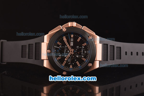 IWC Ingenieur Doppelchronograph Asia ST17 Automatic Rose Gold Case with Black Bezel and Black Dial - 7750 Coating - Click Image to Close