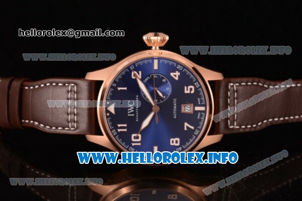 IWC Big Pilot’s Watch Edition "Le Petit Prince" Clone IWC 52010 Automatic Rose Gold Case with Blue Dial Arabic Number Markers and Brown Leather Strap (ZF) - Click Image to Close