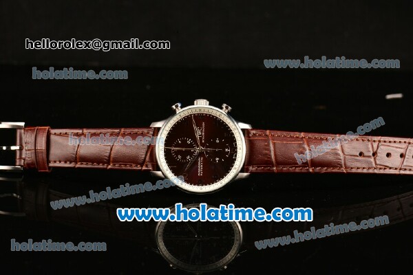 IWC Portuguese Chrono Miyota OS20 Quartz Steel Case with Brown Leather Strap and Brown Dial - Click Image to Close