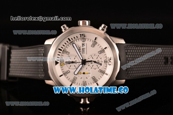 IWC Aquatimer Chronograph Miyota Quartz Steel Case with White Dial and Stick Markers - Click Image to Close