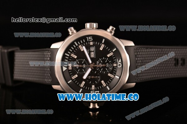 IWC Aquatimer Chronograph Miyota Quartz Steel Case with Black Dial and Stick Markers - Click Image to Close