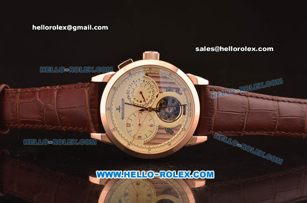 Jaeger-LECoultre Grande Complication Tourbillon Asia ST23 Automatic Rose Gold Case with Beige Dial and Brown Leather Strap - Click Image to Close