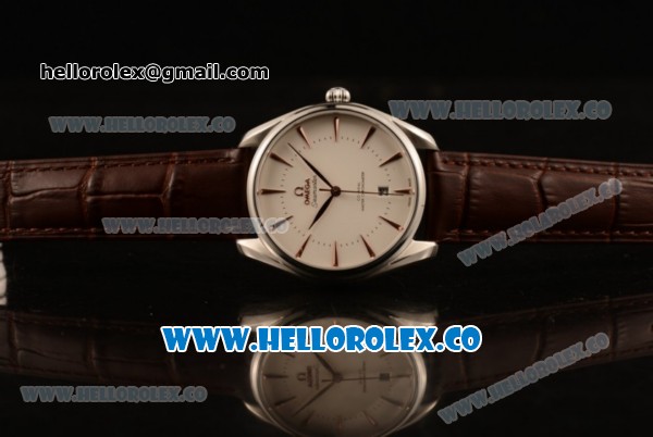 Omega De Ville Tresor Master Co-Axial Clone 8800 Automatic Steel Case with White Dial and Brown Leather Strap - (YF) - Click Image to Close