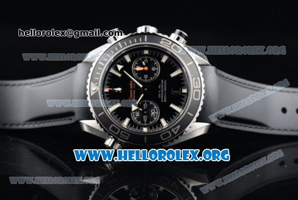 Omega Seamaster Planet Ocean Chrono Clone Omega 9300 Automatic Steel Case with Black Dial and Black Rubber Strap (EF) - Click Image to Close