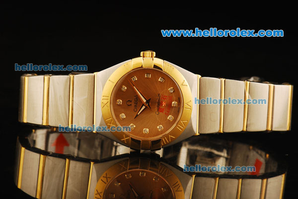 Omega Constellation Swiss ETA Quartz Movement Steel Case with Gold Case and Gold Dial - Lady Model - Click Image to Close