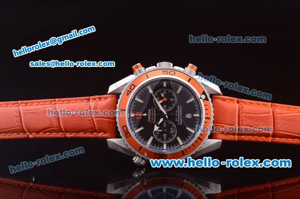 Omega Seamaster Chronograph Miyota Quartz Steel Case with Orange Bezel and Orange Strap-7750 Coating - Click Image to Close