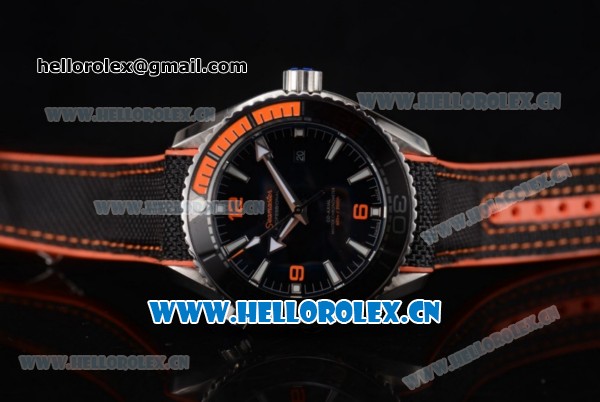 Omega Seamaster Planet Ocean 600M Clone Omega 8900 Automatic Steel Case with Black Dial and Black/Orange Rubber Strap Orange Arabic Numeral Markers (EF) - Click Image to Close