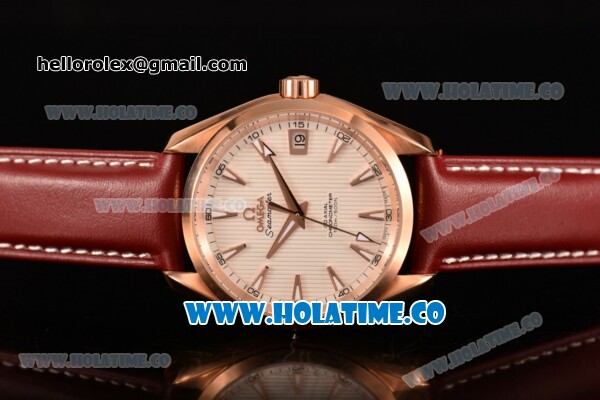 Omega Aqua Terra 150 M Co-Axial Clone Omega 8501 Automatic Rose Gold Case with White Dial and Stick Markers (EF) - Click Image to Close