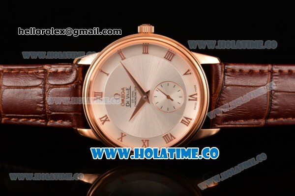 Omega De Ville Co-Axial Asia Automatic Rose Gold Case with White Dial and Roman Numeral Markers - Click Image to Close