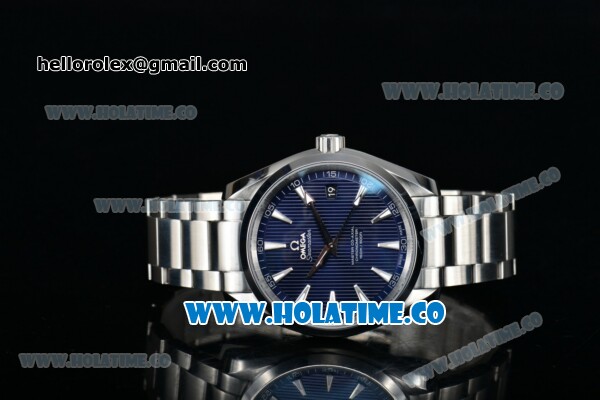 Omega Seamaster Aqua Terra 150 M Master Co-axial Clone 8500 Automatic Full Steel with Blue Dial and White Stick Markers - Click Image to Close