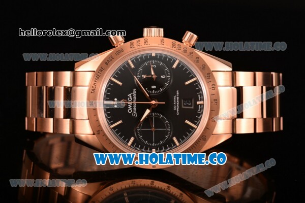 Omega Speedmaster'57 Chrono Clone Omega 9300 Automatic Rose Gold Case/Bracelet with Black Dial and Stick Markers (EF) - Click Image to Close