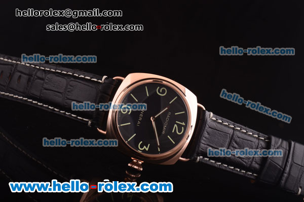 Panerai Radiomir Base PAM00231 Automatic Rose Gold Case with Black Dial and Black Leather Strap - Click Image to Close