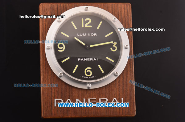 Panerai Luminor Base Wall Clock Swiss ETA Quartz Steel Case with Black Dial - 1:1 Original Best Edition - Click Image to Close