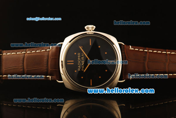 Panerai Radiomir Swiss ETA 6497 Manual Winding Steel Case with Black Dial and Brown Leather Strap-1:1 Original - Click Image to Close