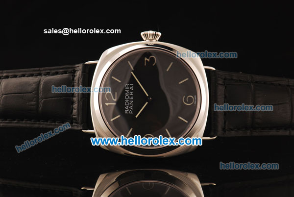 Panerai Radiomir Pam 231 Asia 6497 Manual Winding Steel Case with Black Dial and Black Leather Strap - Click Image to Close