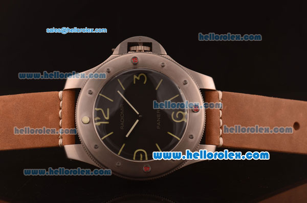 Panerai Radiomir Swiss ETA 6497 Manual Winding Titanium Case with Black Dial and Brown Leather Strap-1:1 Original - Click Image to Close