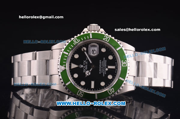 Rolex Submariner Super Clone Rolex Super 3135 Full Steel with Green Bezel and Black Dial - Click Image to Close