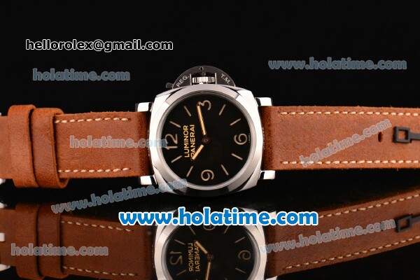 Panerai PAM372 Luminor 1950 3 Days P.3000 Manual Winding 72 Hours Power Reserve Steel Case with Brown Leather Bracelet and Black Dial - 1:1 Best Edition (ZF) - Click Image to Close