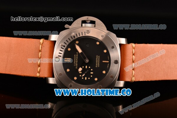 Panerai PAM 305 Luminor Submersible 1950 3 Days Automatic Ceramica Asai ST Automatic Steel Case with Black Dial and Orange Leather Strap - Click Image to Close