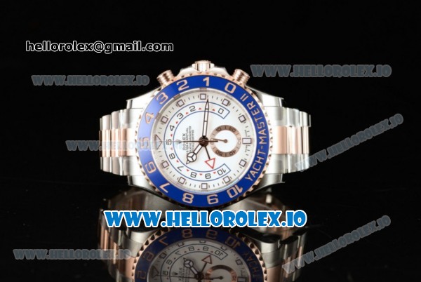 Rolex Yacht-Master Chrono Clone Rolex 4130 Automatic Movement Rose Gold White Dial and Dots Markers Rose Gold Bracelet (JF) - Click Image to Close