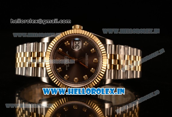 Rolex Datejust 37mm Swiss ETA 2836 Automatic Two Tone with Pink Dial and Diamonds Markers - Click Image to Close