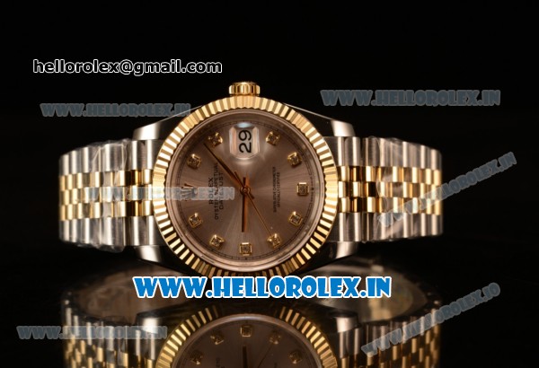 Rolex Datejust 37mm Swiss ETA 2836 Automatic Two Tone with Sliver Dial and Diamonds Markers - Click Image to Close