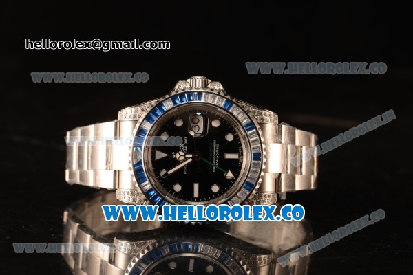 Rolex GMT-Master II All Diamond Blue Bezel Automatic (Correct Hand Stack) 116759SA - Click Image to Close