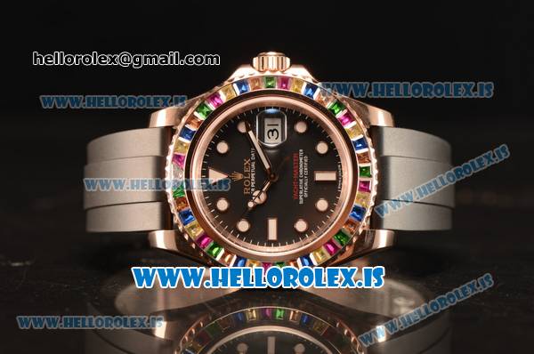 Rolex Yacht-Master HARIBO Edition Rainbow Bezel With Rubber Strap ETA 2836 Auto 1:1 Clone - Click Image to Close