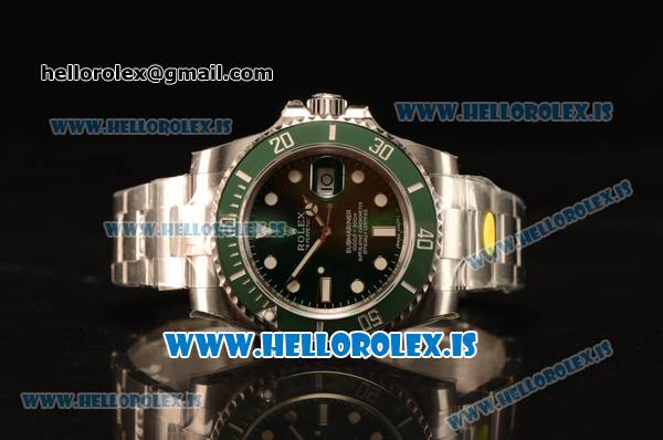 Rolex Submariner 904L Steel Model ETA2836 Auto 1:1 Clone Green Ceramic Bezel 116610LV - Click Image to Close