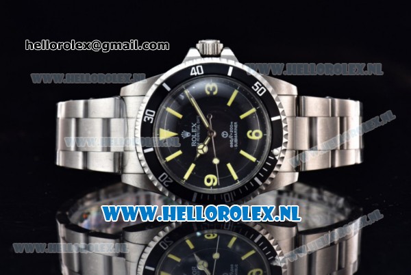 Rolex Submariner Vintage Asia 2813 Automatic Steel Case with Black Dial Yellow Dots Markers and Steel Bracelet - Click Image to Close