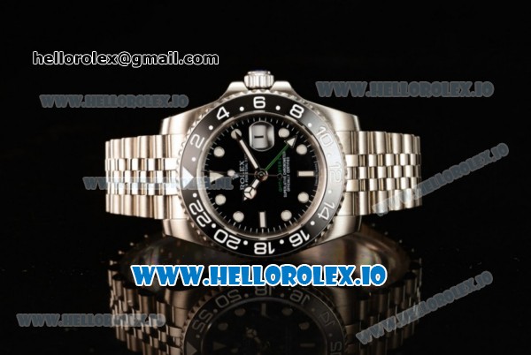 Rolex GTM-Master II 2836 Automatic Steel Case with Black Dial Dots Markers and Steel Bracelet - Click Image to Close