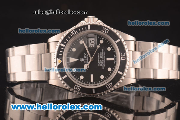 Rolex Submariner Oyster Perpetual Swiss ETA 2836 Automatic Full Steel with Black Dial and White Markers - Click Image to Close