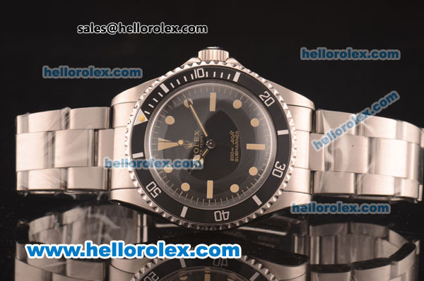 Rolex Submariner Oyster Perpetual Swiss ETA 2836 Automatic Full Steel with Black Dial and Beige Markers - Click Image to Close