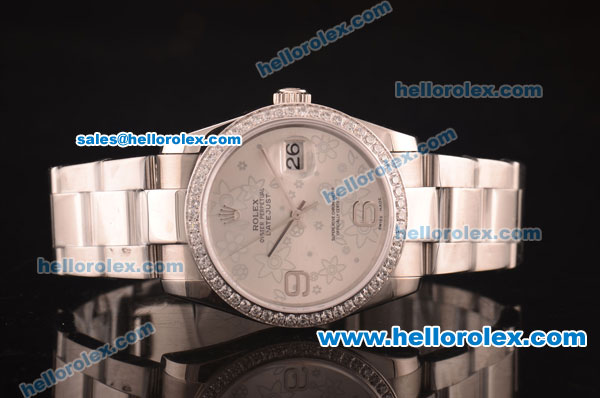 Rolex Datejust Asia 2813 Automatic Full Steel with Diamond Bezel and Illustrated Dial - Click Image to Close