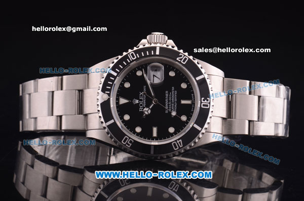 Rolex Submariner Super Clone Rolex 3135 Movement Full Steel with PVD Bezel and Black Dial (LF) - Click Image to Close