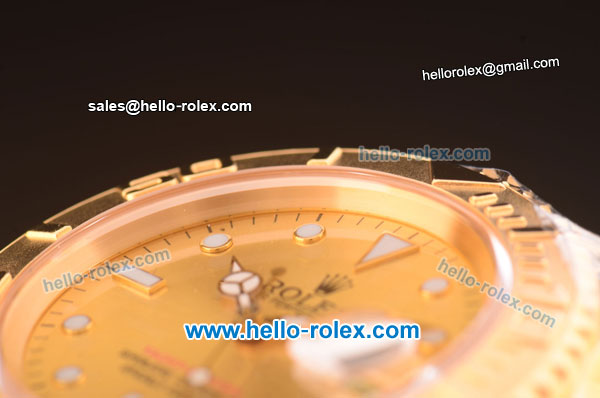 Rolex Yachtmaster Swiss ETA 2836 Automatic Full Gold with Gold Dial 10 Micron Plated-1:1 Original - Click Image to Close