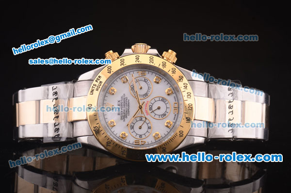 Rolex Daytona Automatic Two Tone with Gold Bezel,White Dial and Diamond Marking - Click Image to Close