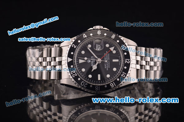 Rolex GMT Master Vintage Asia 2813 Automatic Full Steel with PVD Bezel and Black Dial - Click Image to Close