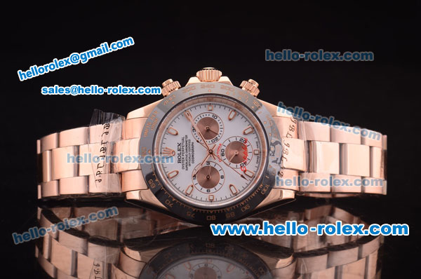 Rolex Daytona Automatic Full Rose Gold with PVD Bezel and White Dial - Click Image to Close