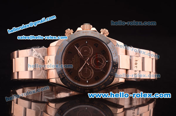 Rolex Daytona Automatic Full Rose Gold with PVD Bezel and Brown Dial - Click Image to Close