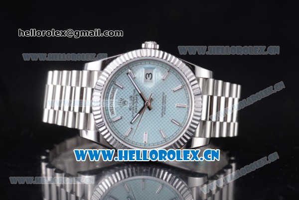 Rolex Day-Date II Swiss ETA 2836 Automatic Stainless Steel Case/Bracelet with Light Blue Dial and Stick Markers (BP) - Click Image to Close