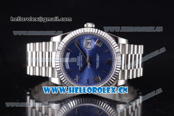 Rolex Day-Date II Swiss ETA 2836 Automatic Stainless Steel Case/Bracelet with Dark Blue Dial and Roman Numeral Markers (BP) - Click Image to Close