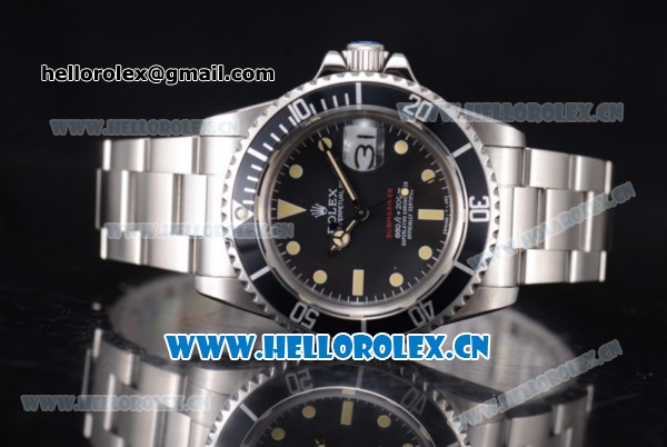 Rolex Submariner Swiss ETA 2836 Automatic Stainless Steel Case/Bracelet with Black Dial PVD Bezel and Dot Markers - Click Image to Close