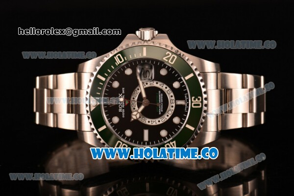 Rolex GMT-Master II Chronometer Asia Automatic Full Steel with Black Dial and White Dot Markers - Green Bezel - Click Image to Close