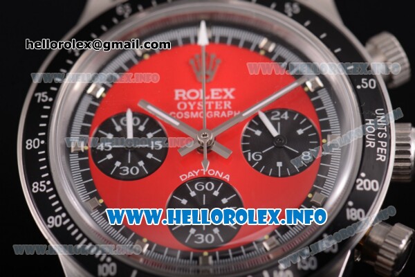 Rolex Daytona Vintage Edition Miyota Quartz Steel Case with Red Dial SilverMarkers and Black Nylon Strap (GF) - Click Image to Close
