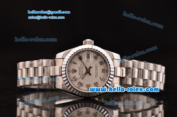 Rolex Datejust 2813 Automatic Steel Case with White Dial Numeral Markers and Stainless Steel Strap - Click Image to Close