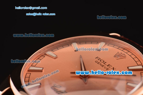 Rolex Cellini Danaos Swiss Quartz Rose Gold Case with Brown Leather Strap Orange Dial Stick Markers - Click Image to Close