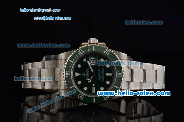 Rolex Submariner Rolex 3135 Automatic Stainless Steel Case with Stainless Steel Strap and Green Dial Stick Markers - 1: 1 Original (LF) - Click Image to Close