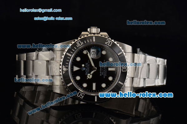 Rolex Submariner Rolex 3135 Automatic Stainless Steel Case with Stainless Steel Strap and Black Dial Stick Markers - Click Image to Close